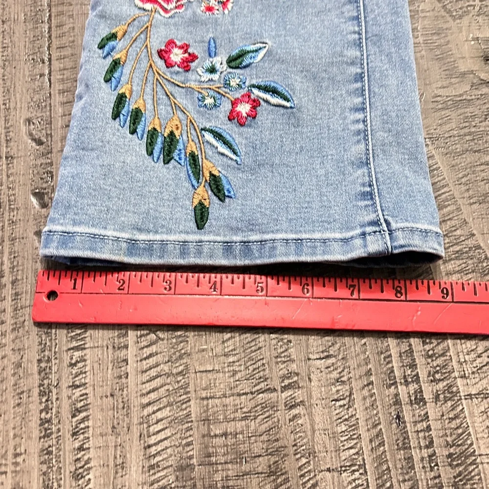DG2 by Diane Gilman Light Blue Floral Embroidered Jeans - Picture 7 of 13